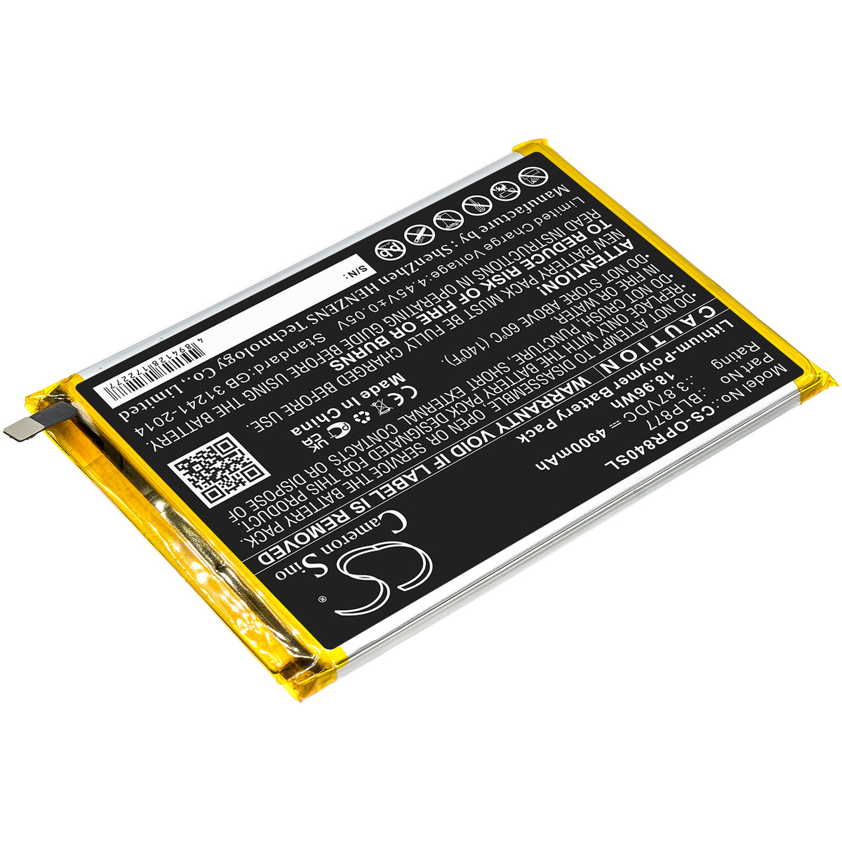 Replacement Battery for Oppo Realme 8i – Mobile, SmartPhone – 4900mAh / 3.87V