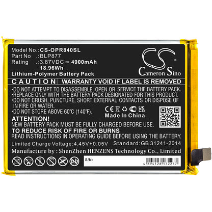 Replacement Battery for Oppo Realme 8i – Mobile, SmartPhone – 4900mAh / 3.87V