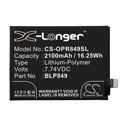 Replacement Battery for OPPO  Realme GT – Mobile, SmartPhone – 2100mAh / 16.25Wh / 7.74V