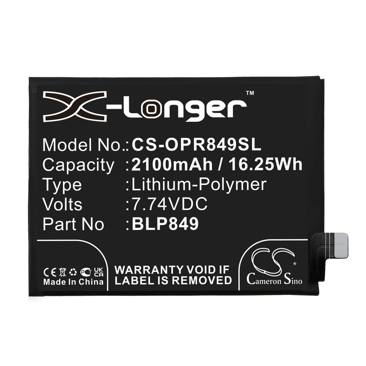 Replacement Battery for Oppo Realme GT – Mobile, SmartPhone – 2100mAh / 7.74V