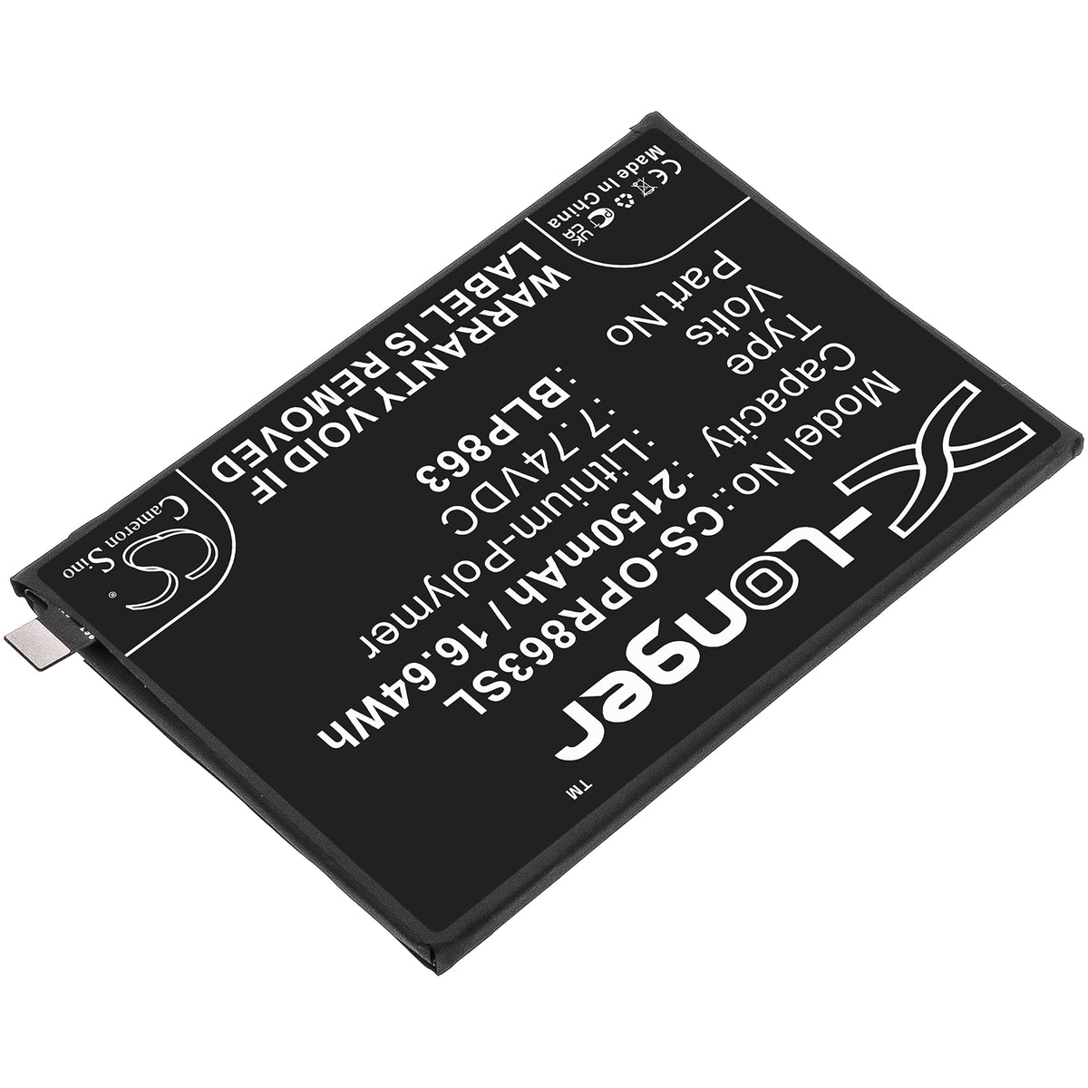 Replacement Battery for Oppo Reno6 – Mobile, SmartPhone – 2150mAh / 7.74V