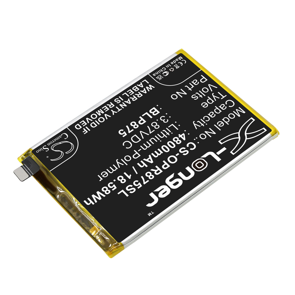 Replacement Battery for Oppo Realme Q3s – Mobile, SmartPhone – 4800mAh / 3.87V