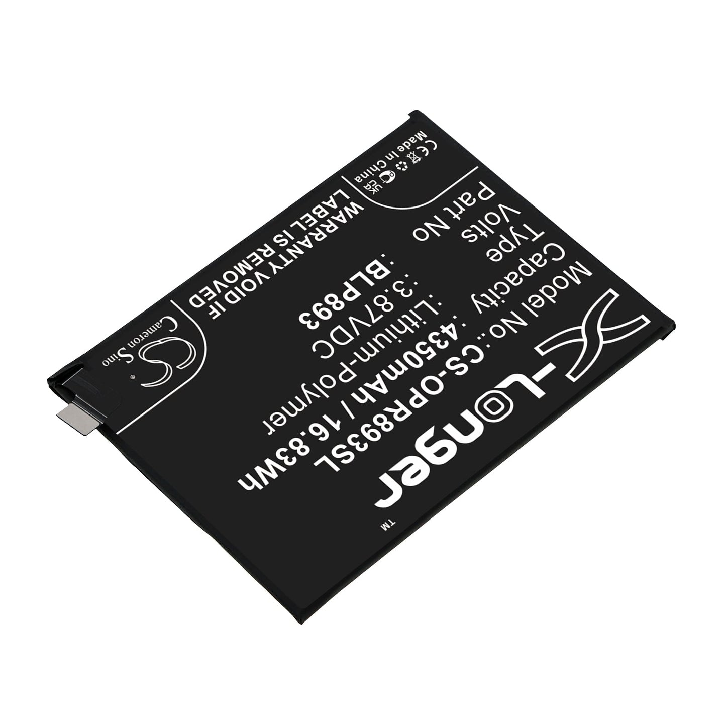 Replacement Battery for OPPO  PFJM10 – Mobile, SmartPhone – 4350mAh / 16.83Wh / 3.87V