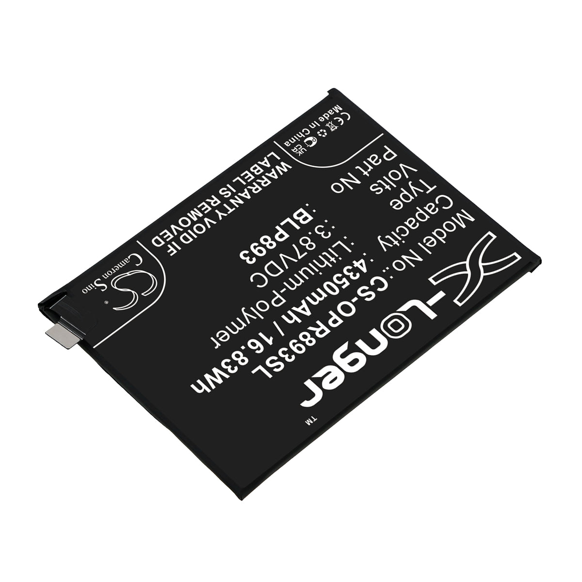 Replacement Battery for Oppo Reno 7 – Mobile, SmartPhone – 4350mAh / 3.87V