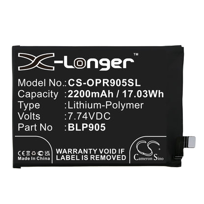 Replacement Battery for Oppo Reno 7 Pro 5G – Mobile, SmartPhone – 2200mAh / 7.74V