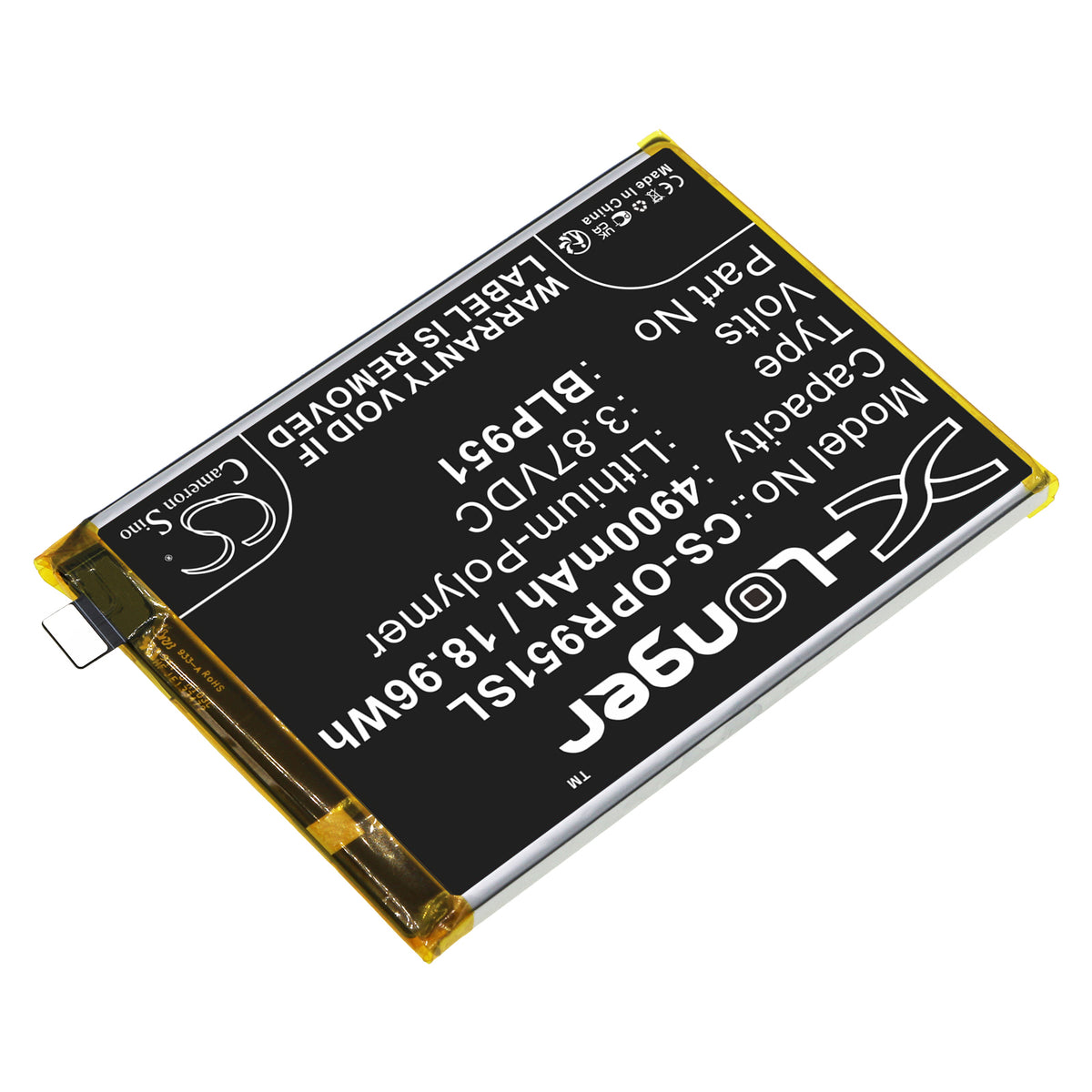 Replacement Battery for Oppo Realme 10 Pro+ – Mobile, SmartPhone – 4900mAh / 3.87V