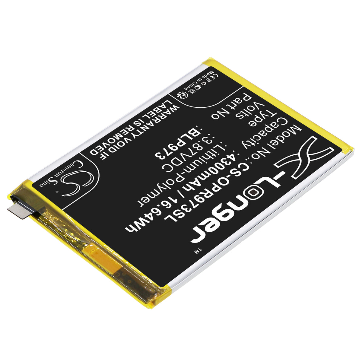 Replacement Battery for Oppo Reno9 5G – Mobile, SmartPhone – 4300mAh / 3.87V