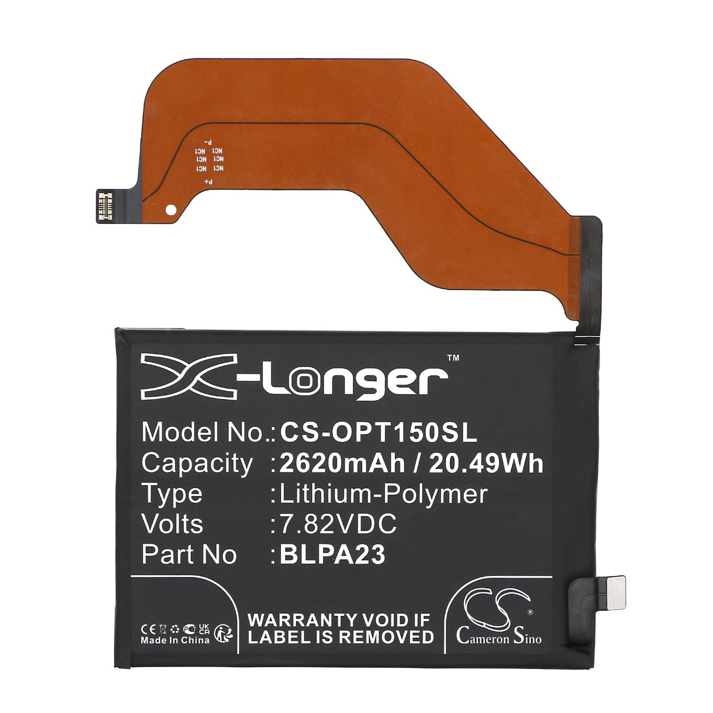 Replacement Battery for OPPO  Realme GT5 150W – Mobile, SmartPhone – 2620mAh / 20.49Wh / 7.82V