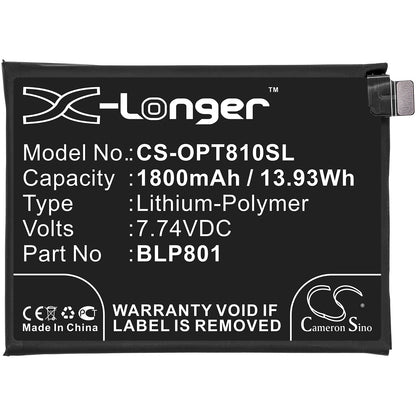 Replacement Battery for Oneplus  8T+ 5G – Mobile, SmartPhone – 1800mAh / 13.93Wh / 7.74V