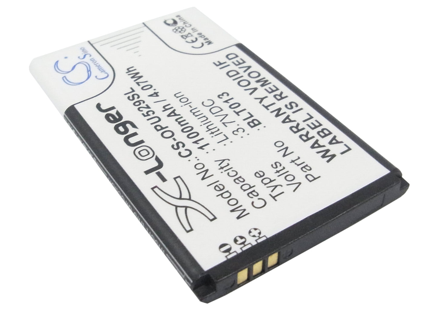 Replacement Battery for OPPO  A209 – Mobile, SmartPhone – 1100mAh / 4.07Wh / 3.7V