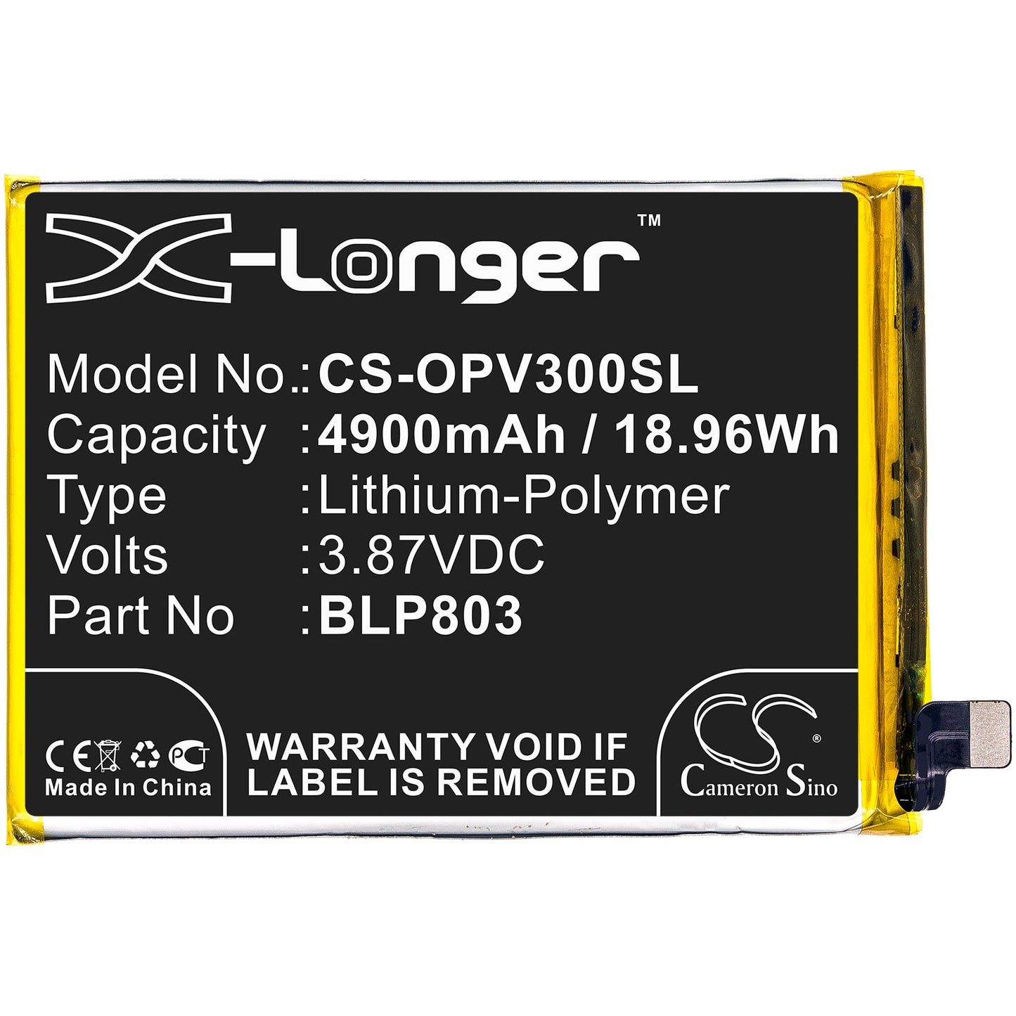 Replacement Battery for OPPO  Realme V3 – Mobile, SmartPhone – 4900mAh / 18.96Wh / 3.87V