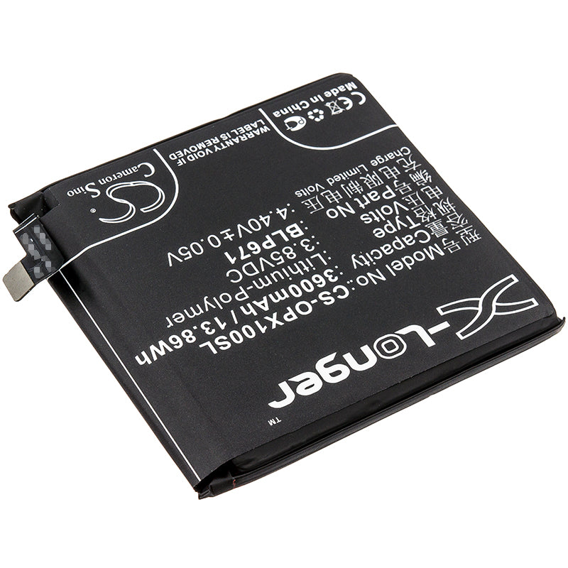Replacement Battery for OPPO  Find X – Mobile, SmartPhone – 3600mAh / 13.86Wh / 3.85V