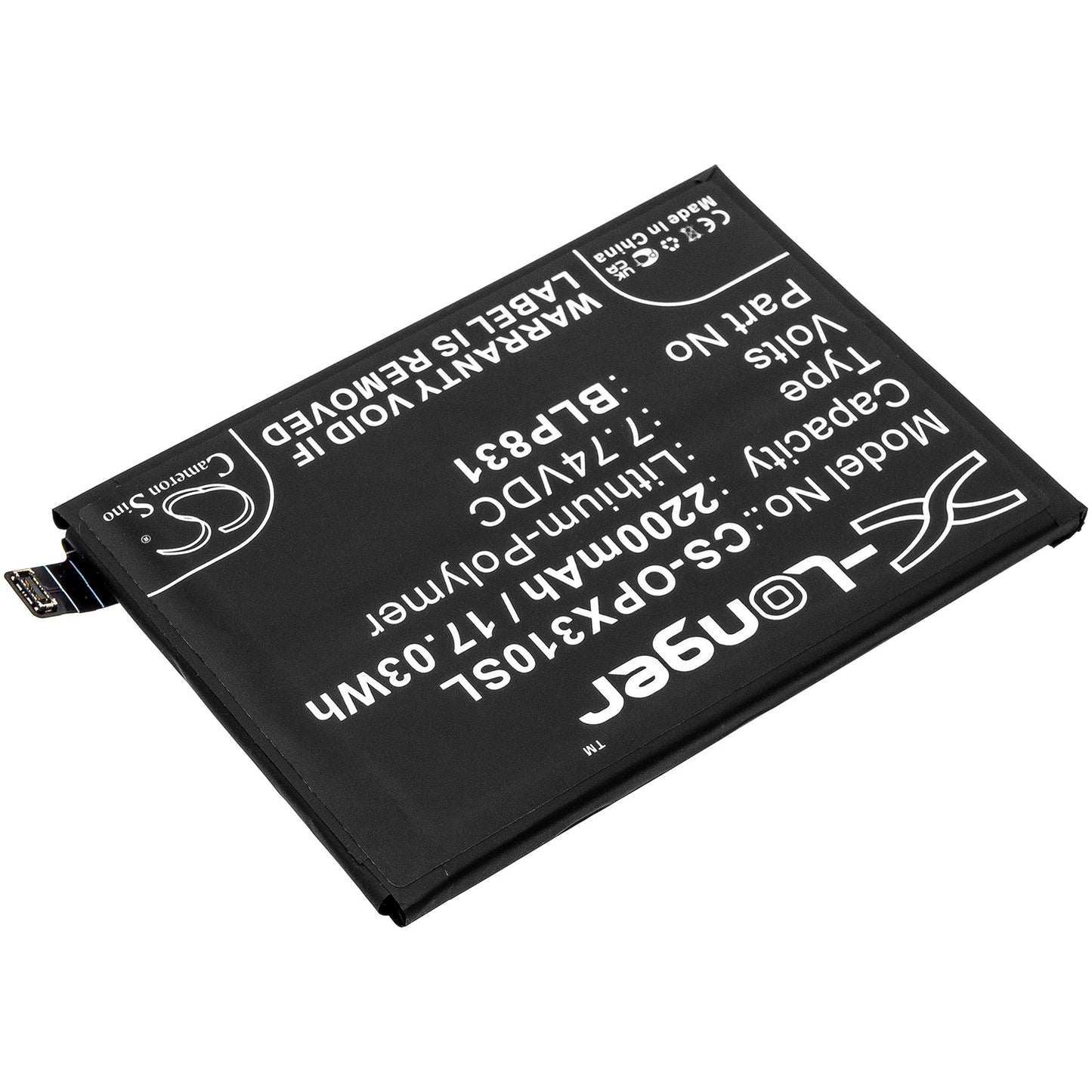 Replacement Battery for OPPO  CPH2173 – Mobile, SmartPhone – 2200mAh / 17.03Wh / 7.74V