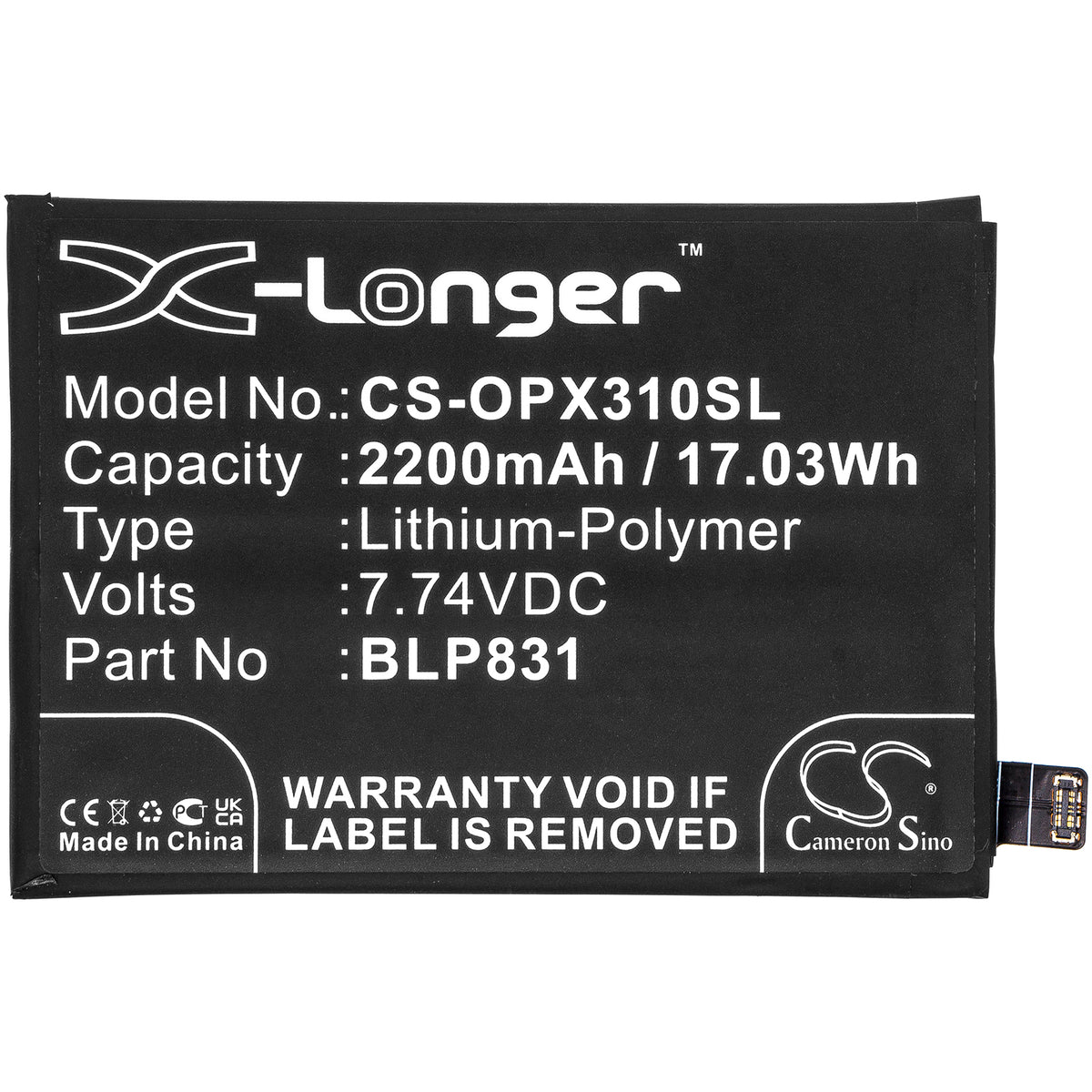 Replacement Battery for Oppo Find X3 Pro – Mobile, SmartPhone – 2200mAh / 7.74V