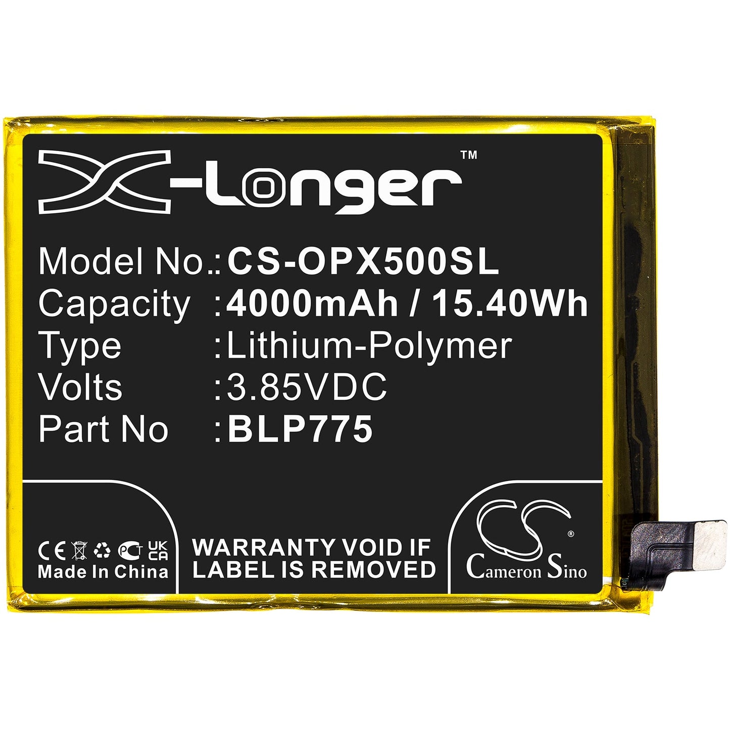 Replacement Battery for OPPO  Realme X50 5G – Mobile, SmartPhone – 4000mAh / 15.40Wh / 3.85V