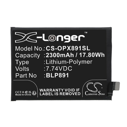 Replacement Battery for OPPO  Find X5 5G – Mobile, SmartPhone – 2300mAh / 17.80Wh / 7.74V