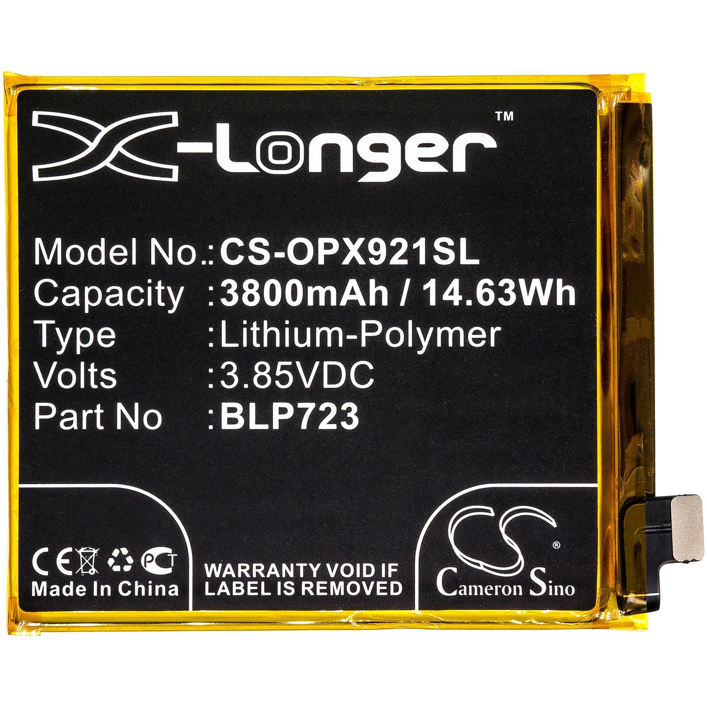 Replacement Battery for OPPO  Realme XT – Mobile, SmartPhone – 3800mAh / 14.63Wh / 3.85V