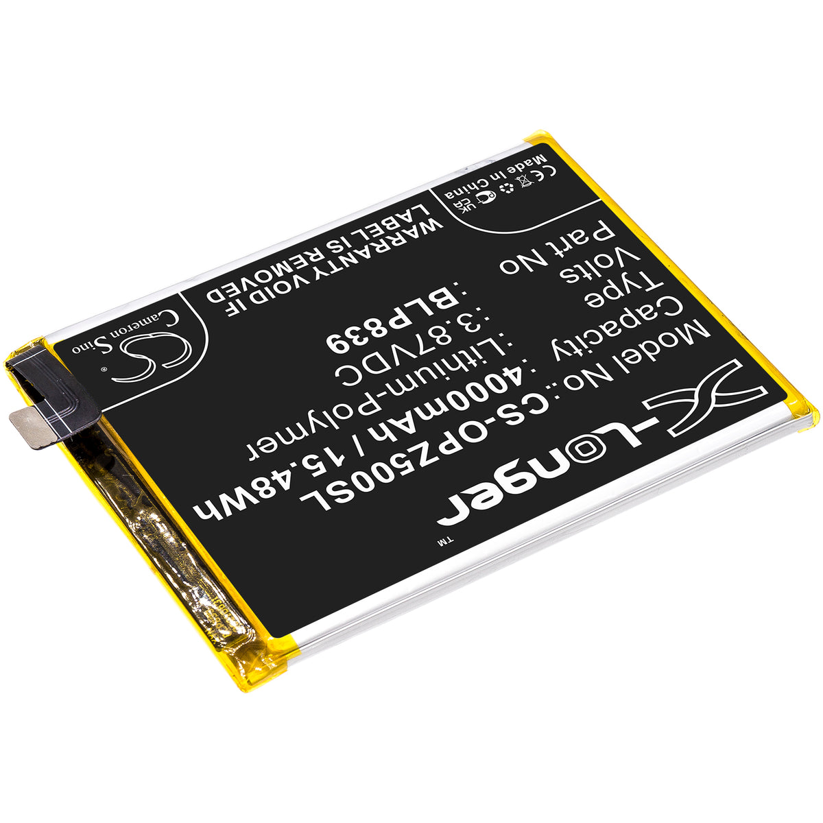 Replacement Battery for Oppo Reno 5Z 5G 2021 – Mobile, SmartPhone – 4000mAh / 3.87V