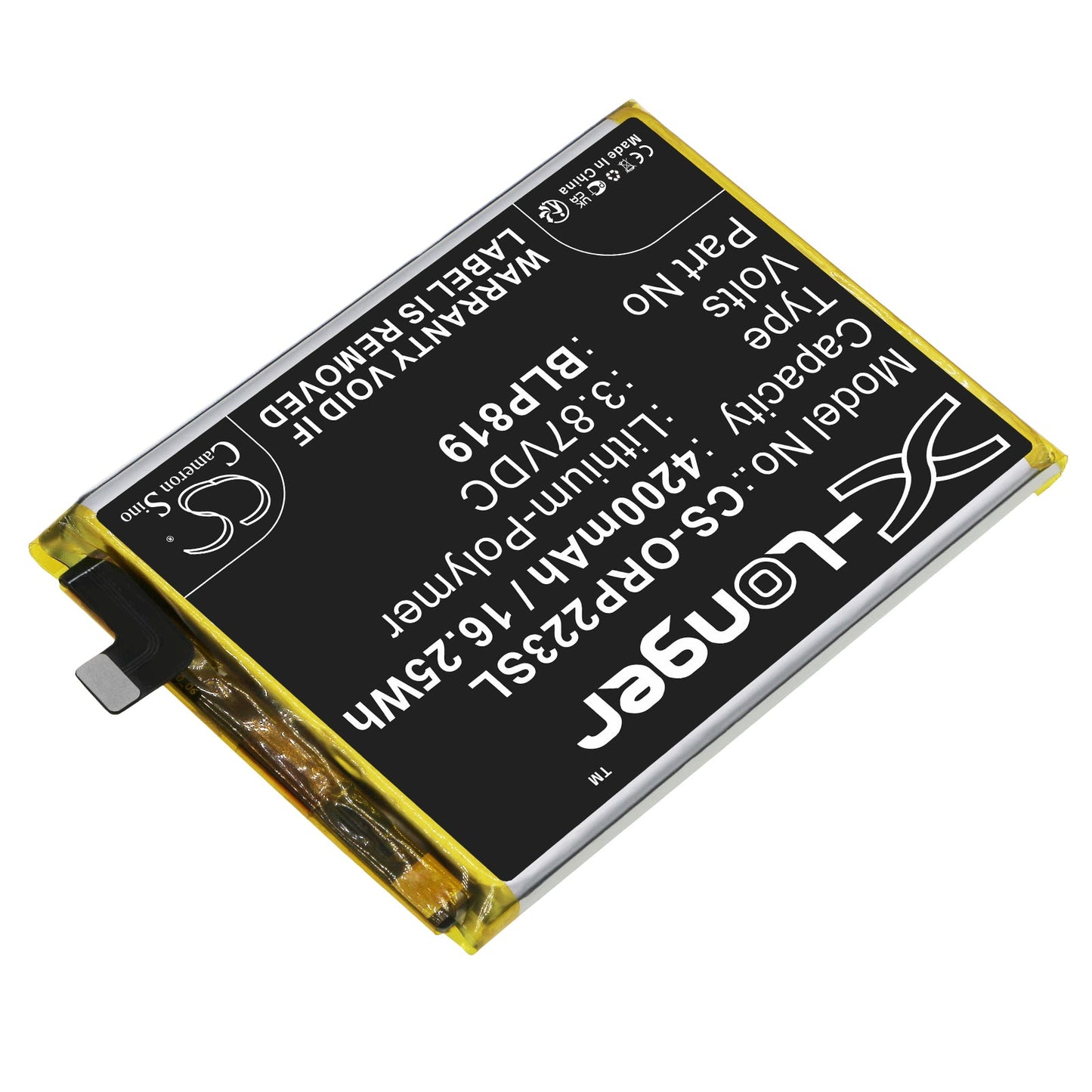 Replacement Battery for OPPO  A95 5G 2021 – Mobile, SmartPhone – 4200mAh / 16.25Wh / 3.87V