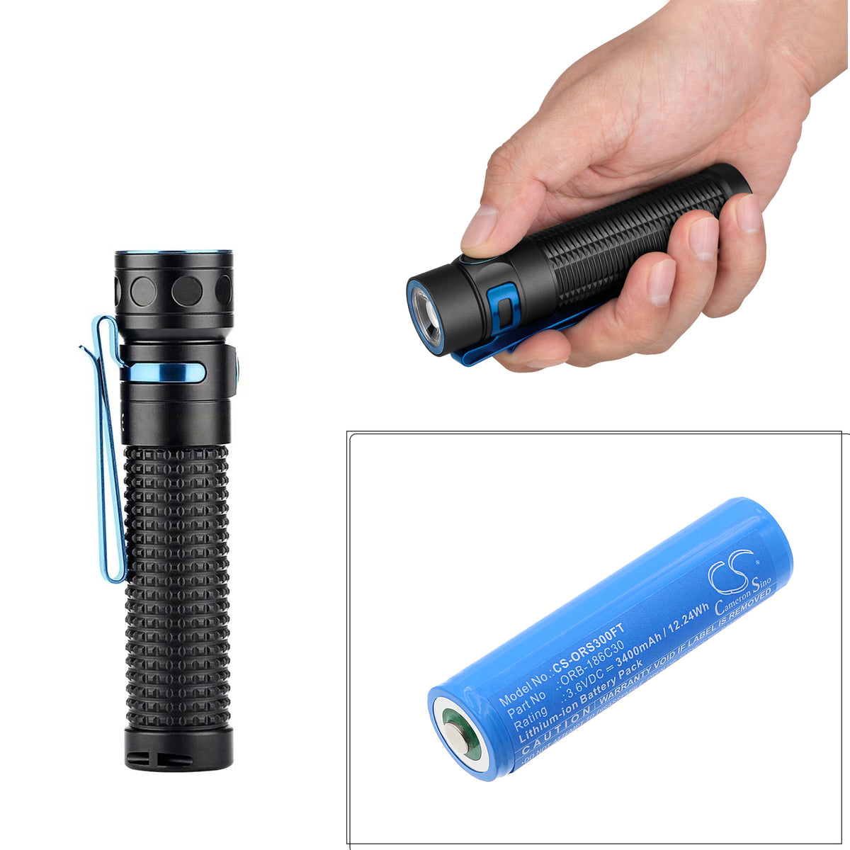 Replacement Battery for Olight Baton Pro – Flashlight – 3400mAh / 3.6V