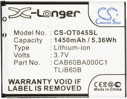 Replacement Battery for Alcatel  ADR3045 – Mobile, SmartPhone – 1450mAh / 5.36Wh / 3.7V