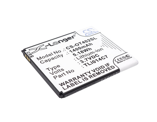 Replacement Battery for Alcatel One Touch Pixi First – Mobile, SmartPhone – 1400mAh / 3.7V - image 1