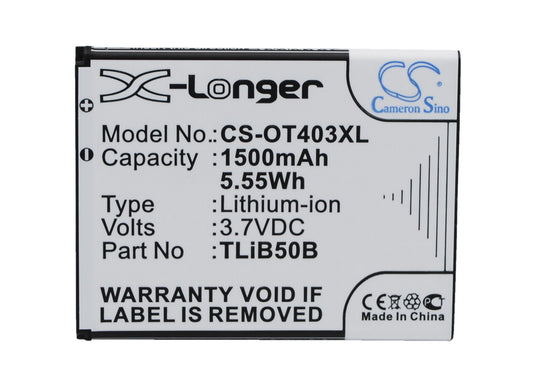 Replacement Battery for Alcatel OT-4030 – Mobile, SmartPhone – 1500mAh / 3.7V - image 1