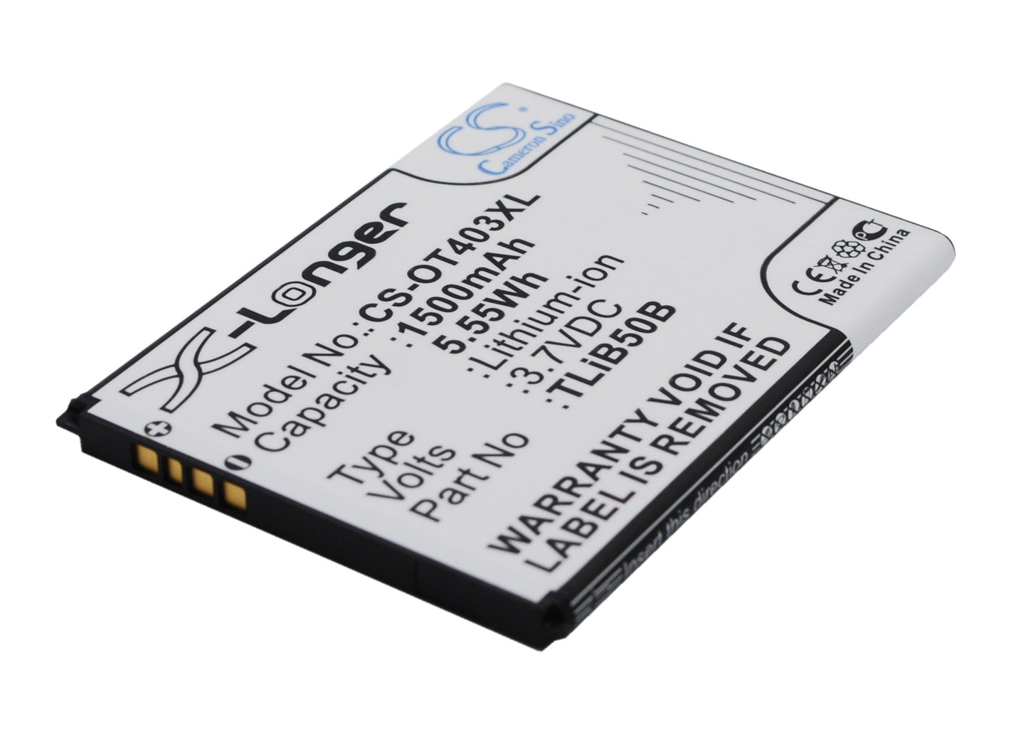 Replacement Battery for Alcatel  One Touch S Pop – Mobile, SmartPhone – 1500mAh / 5.55Wh / 3.7V