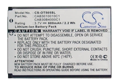Replacement Battery for Alcatel  GYARI – Mobile, SmartPhone – 600mAh / 2.22Wh / 3.7V