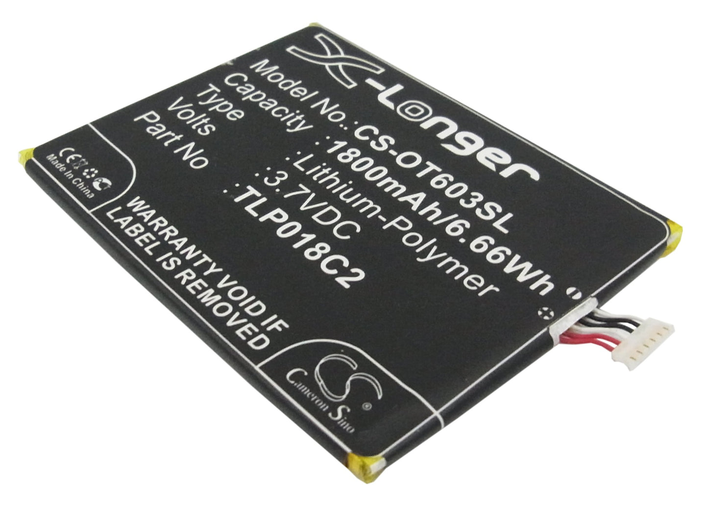 Replacement Battery for Alcatel OT-6033X – Mobile, SmartPhone – 1800mAh / 3.7V - image 1