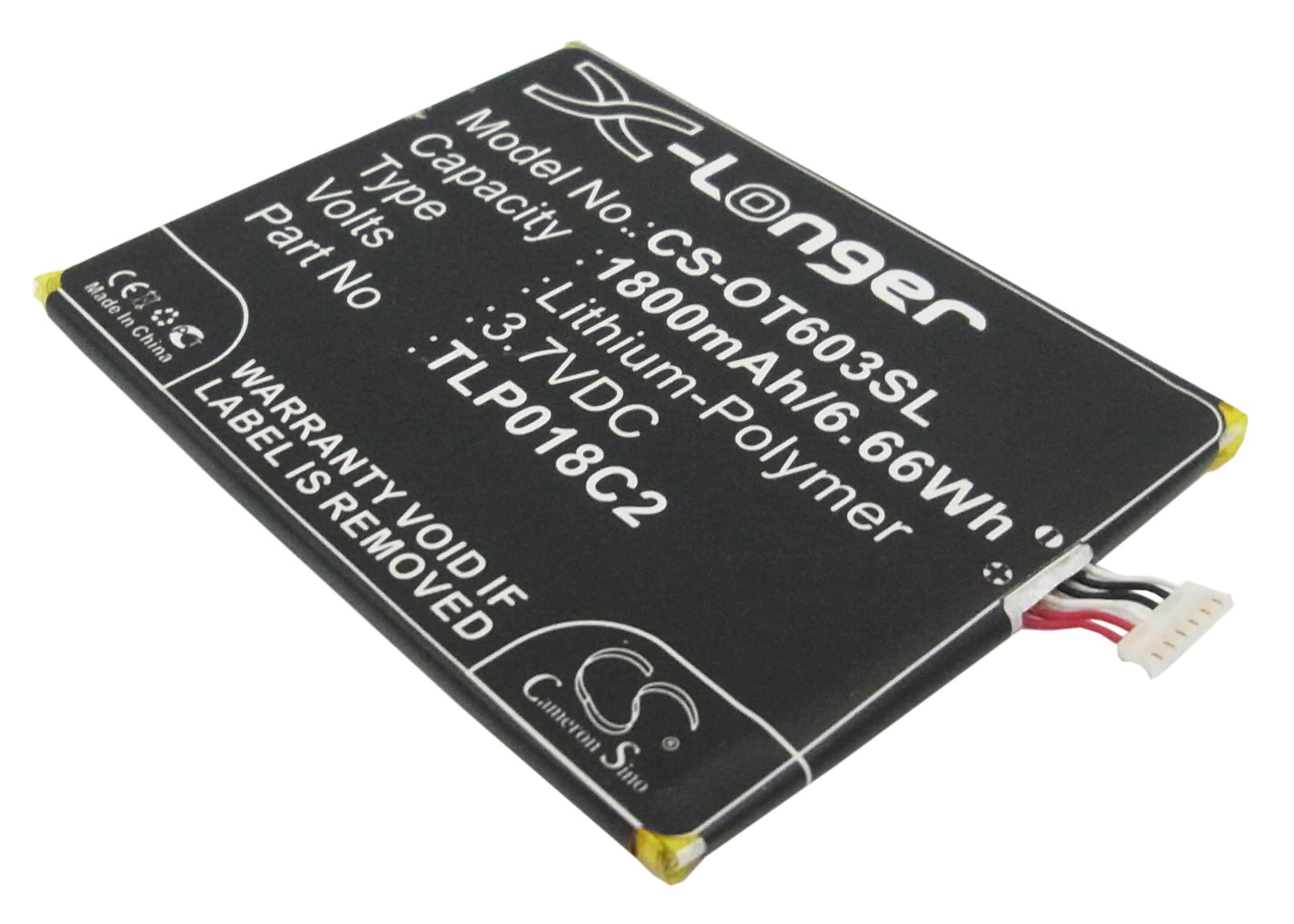 Replacement Battery for Alcatel OT-6033X – Mobile, SmartPhone – 1800mAh / 3.7V - image 1