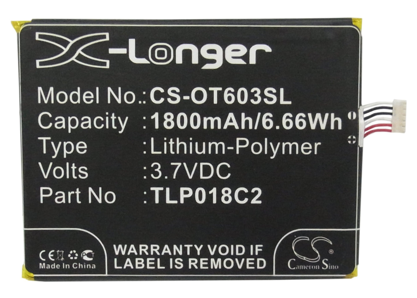 Replacement Battery for Alcatel  One Touch Idol Ultra – Mobile, SmartPhone – 1800mAh / 6.66Wh / 3.7V