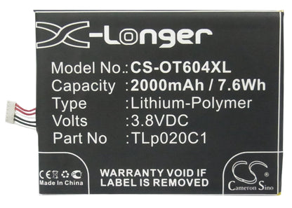 Replacement Battery for Alcatel  6039S-2AALUS7 – Mobile, SmartPhone – 2000mAh / 7.60Wh / 3.8V