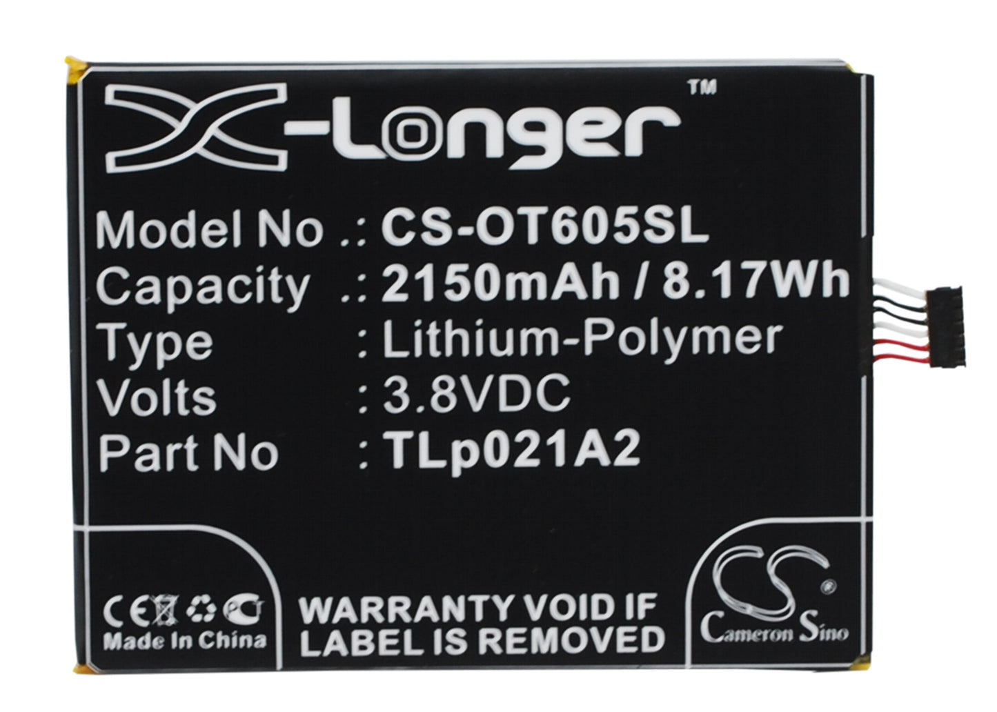 Replacement Battery for Alcatel One Touch Idol 2S – Mobile, SmartPhone – 2150mAh / 3.8V - image 1
