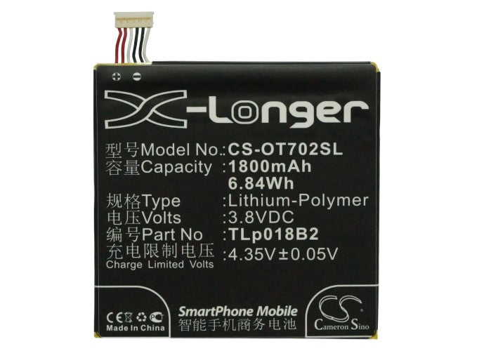 Replacement Battery for Alcatel  One Touch 7024 – Mobile, SmartPhone – 1800mAh / 6.84Wh / 3.8V