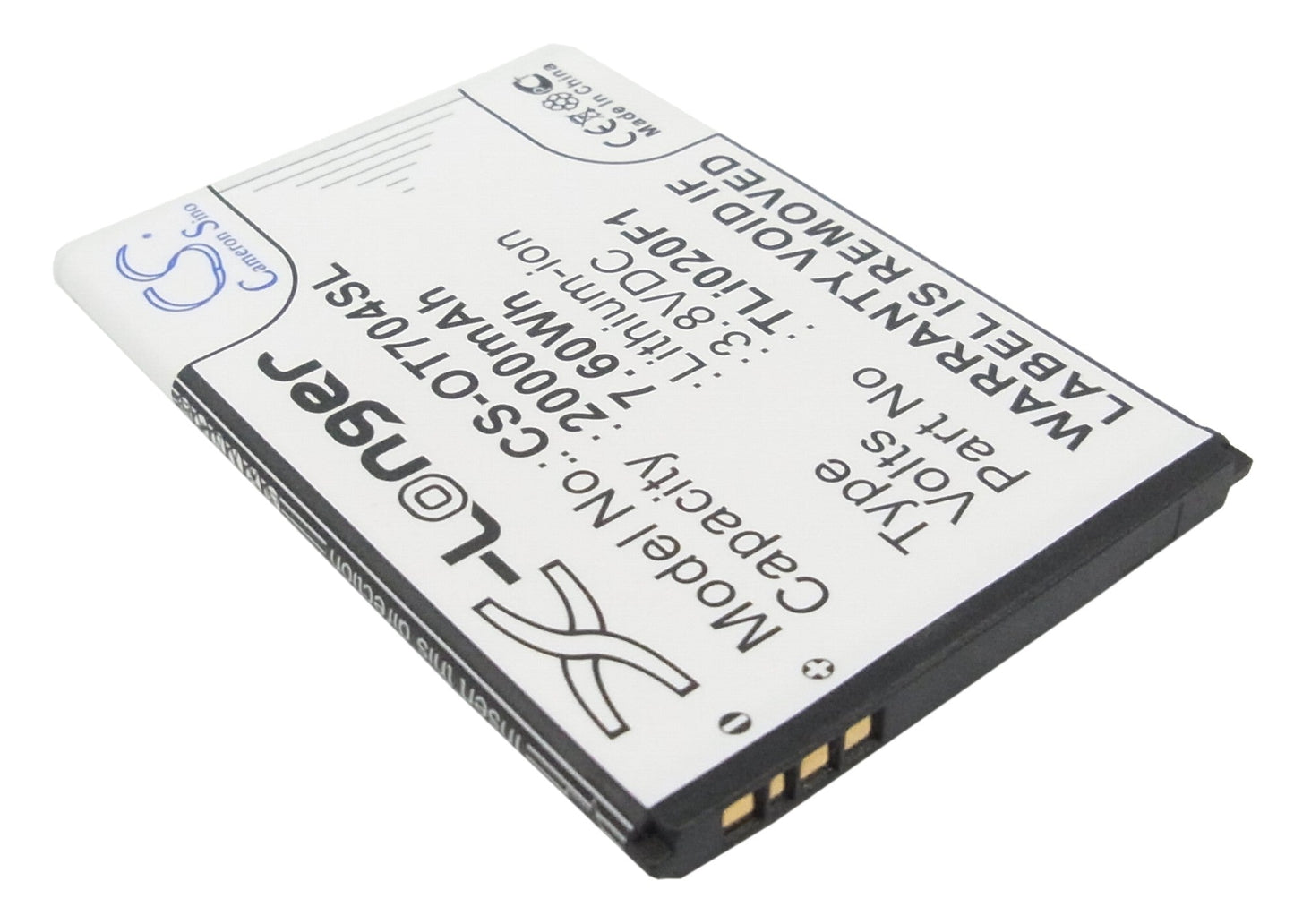 Replacement Battery for TCL  A450TL – Mobile, SmartPhone – 2000mAh / 7.60Wh / 3.8V