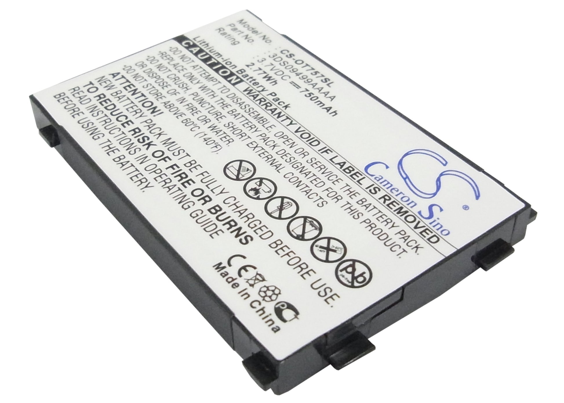 Replacement Battery for Alcatel OT756 – Mobile, SmartPhone – 750mAh / 3.7V - image 1