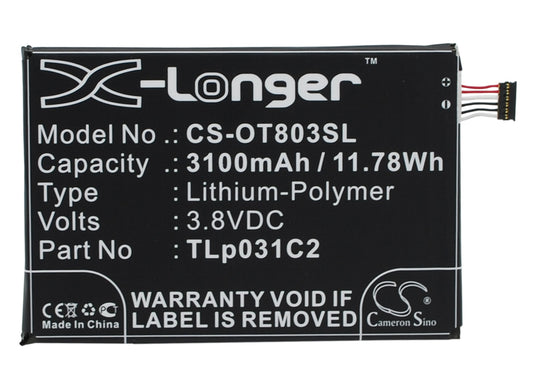 Replacement Battery for Alcatel | Orange One Touch Hero 2 – Mobile, SmartPhone – 3100mAh / 3.8V - image 1