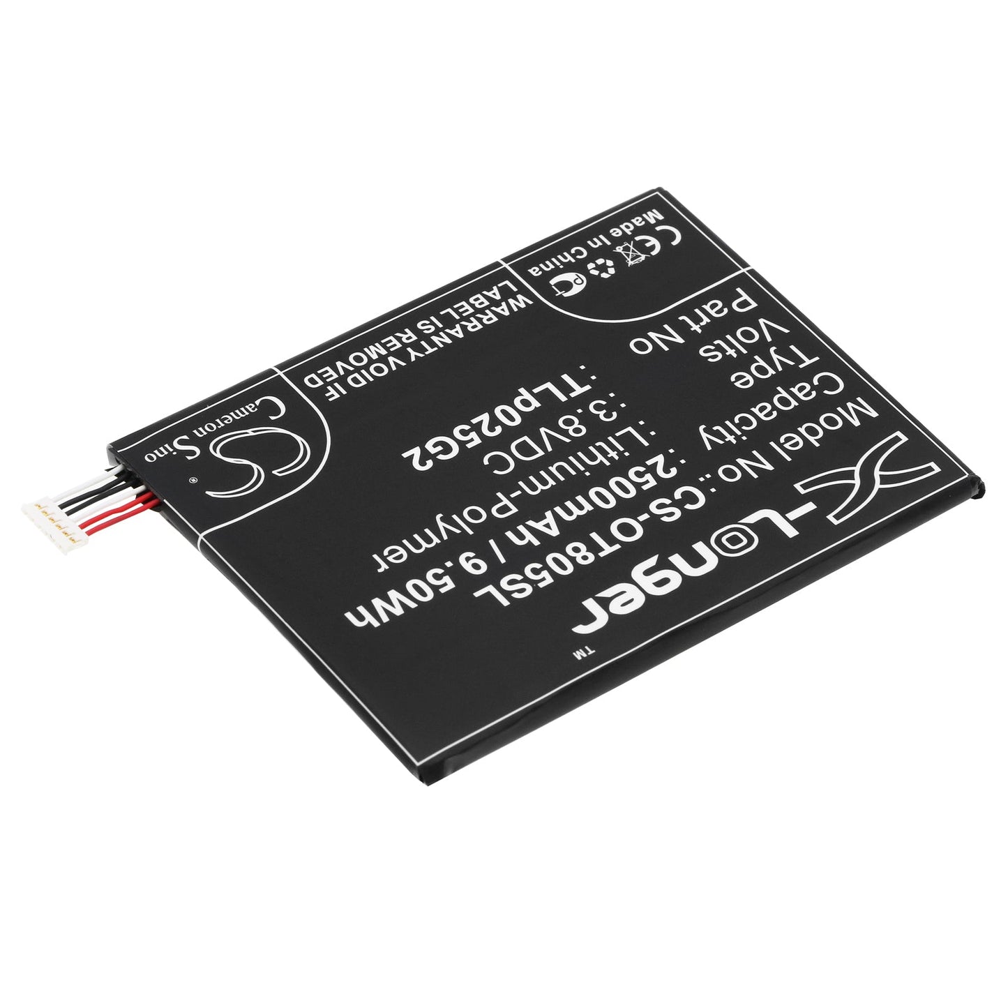 Replacement Battery for Alcatel  One Touch Pixi 3 8" 3G – Mobile, SmartPhone – 2500mAh / 9.50Wh / 3.8V