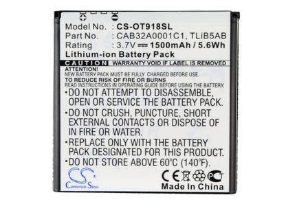 Replacement Battery for Alcatel  EE40 – Mobile, SmartPhone – 1500mAh / 5.55Wh / 3.7V