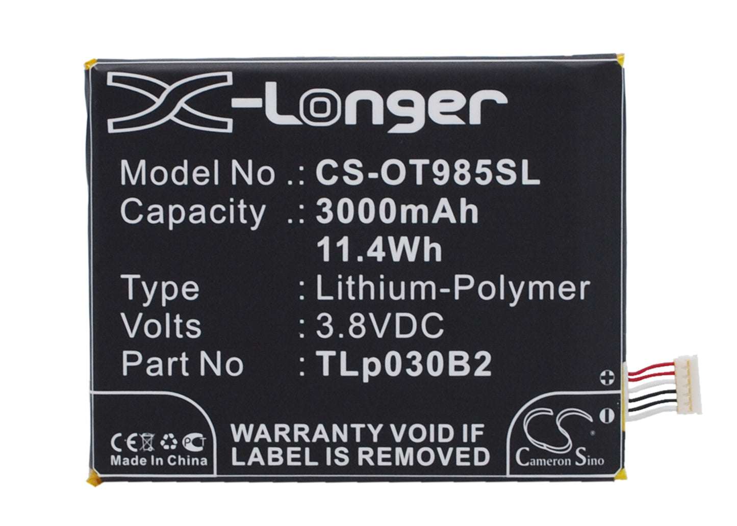 Replacement Battery for Vodafone | Alcatel Smart 4 Power – Mobile, SmartPhone – 3000mAh / 3.8V - image 1