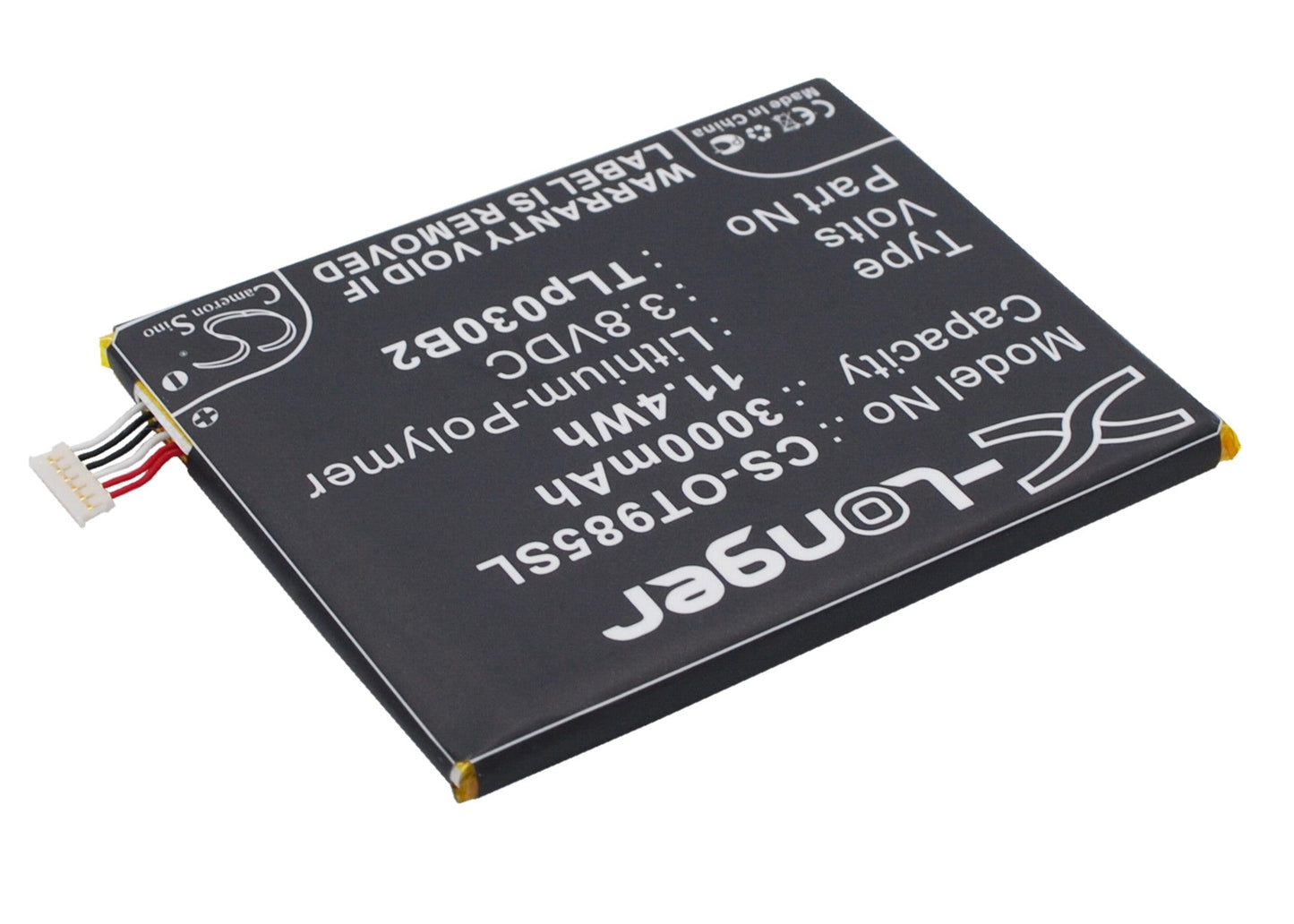 Replacement Battery for Alcatel  One Touch Flash 2 – Mobile, SmartPhone – 3000mAh / 11.40Wh / 3.8V