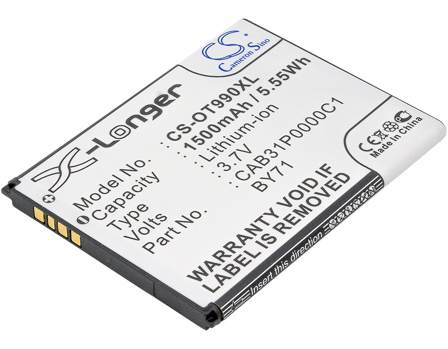 Replacement Battery for TCL | USCellular | Alcatel | Virgin Mobile | MegaFon | T-Mobile A990 – Mobile, SmartPhone – 1500mAh / 3.7V - image 1