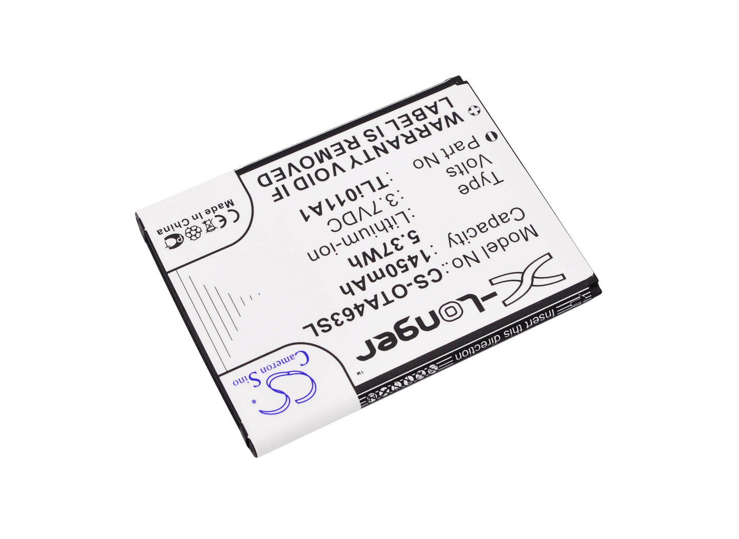 Replacement Battery for Alcatel  A463 – Mobile, SmartPhone – 1450mAh / 5.37Wh / 3.7V