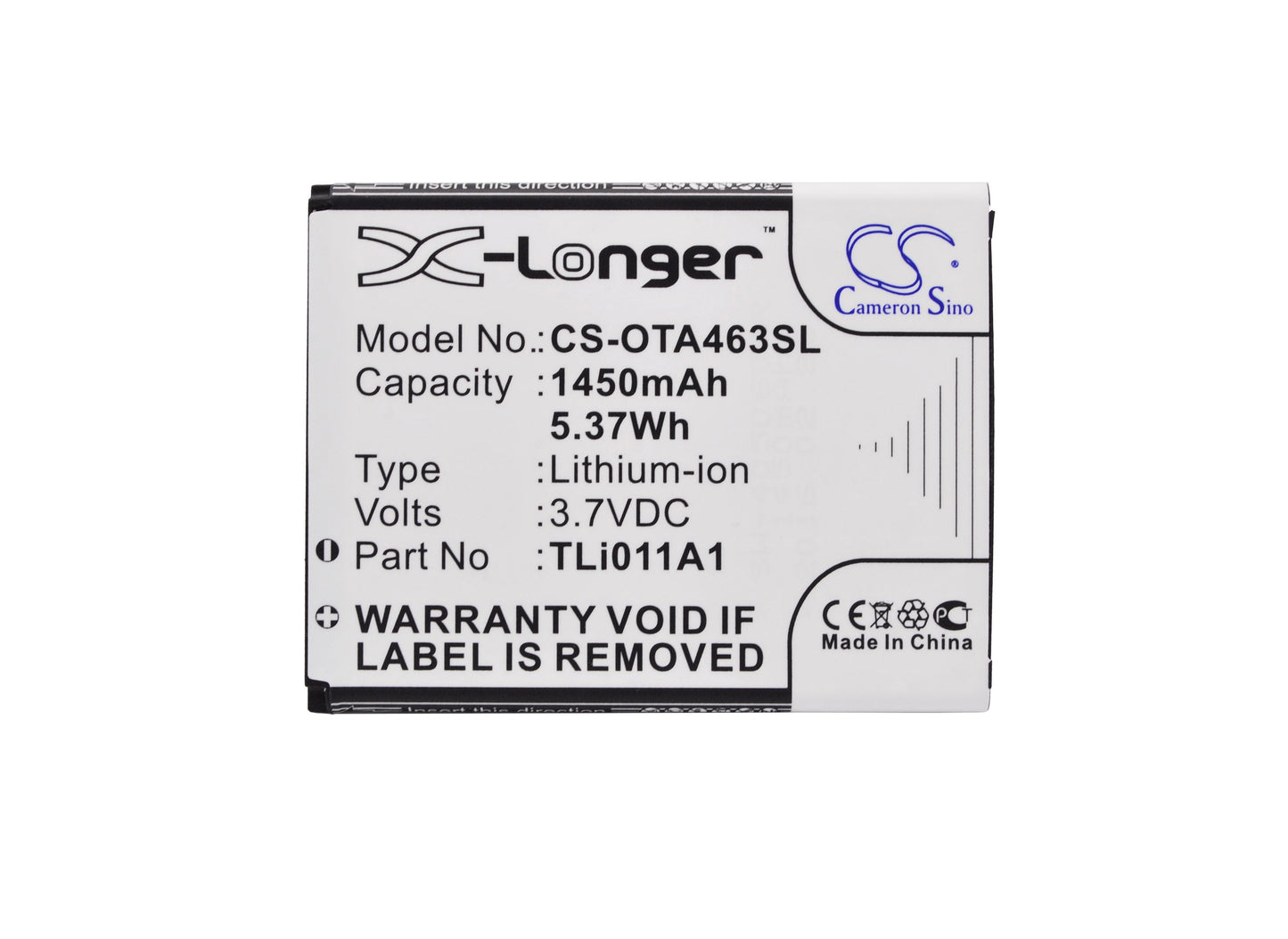Replacement Battery for NET10  A463 – Mobile, SmartPhone – 1450mAh / 5.37Wh / 3.7V