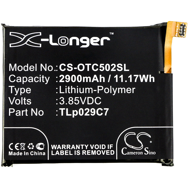 Replacement Battery for Alcatel  One Touch Idol 3C – Mobile, SmartPhone – 2900mAh / 11.17Wh / 3.85V