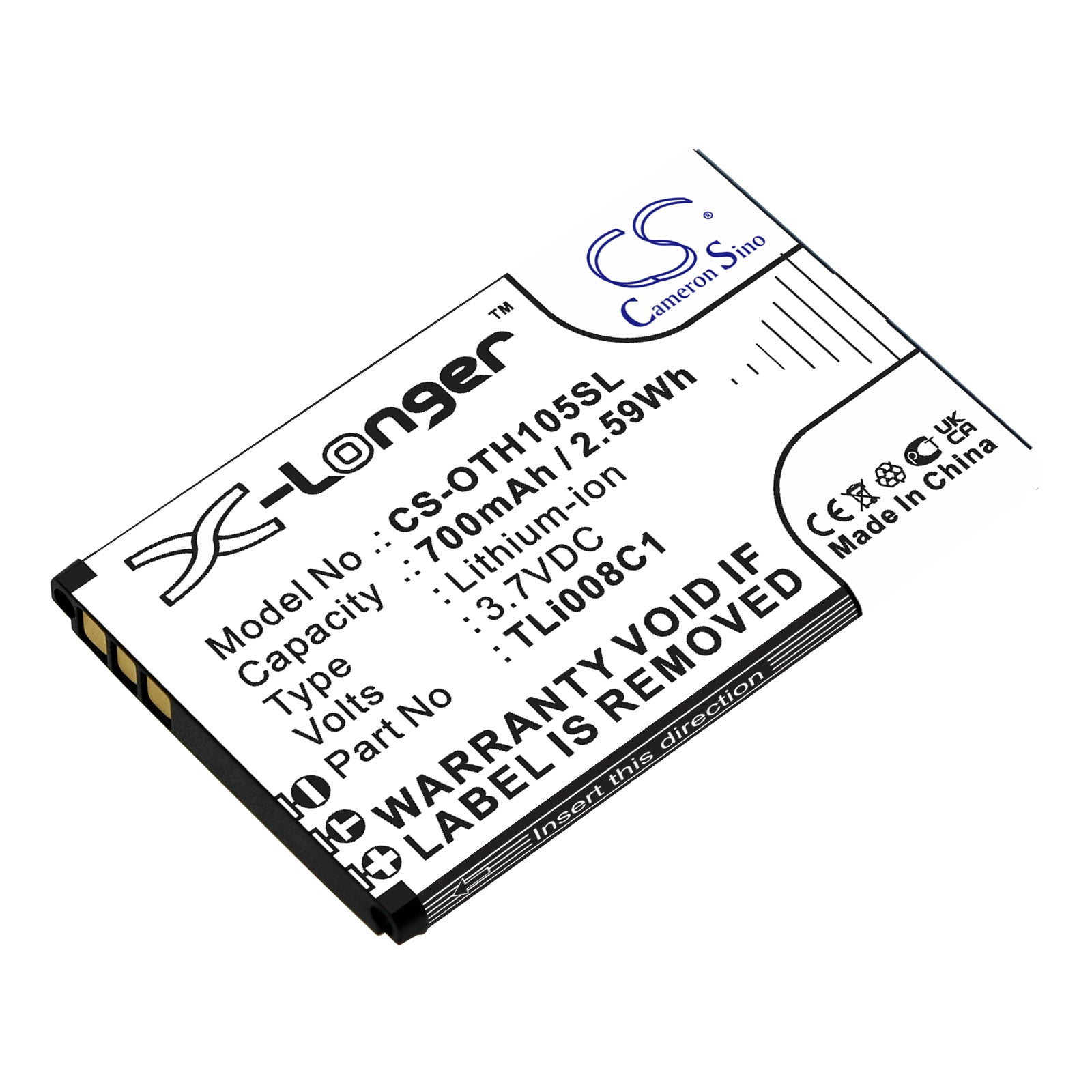 Replacement Battery for Alcatel OneTouch 1054 – Mobile, SmartPhone – 700mAh / 3.7V - image 1