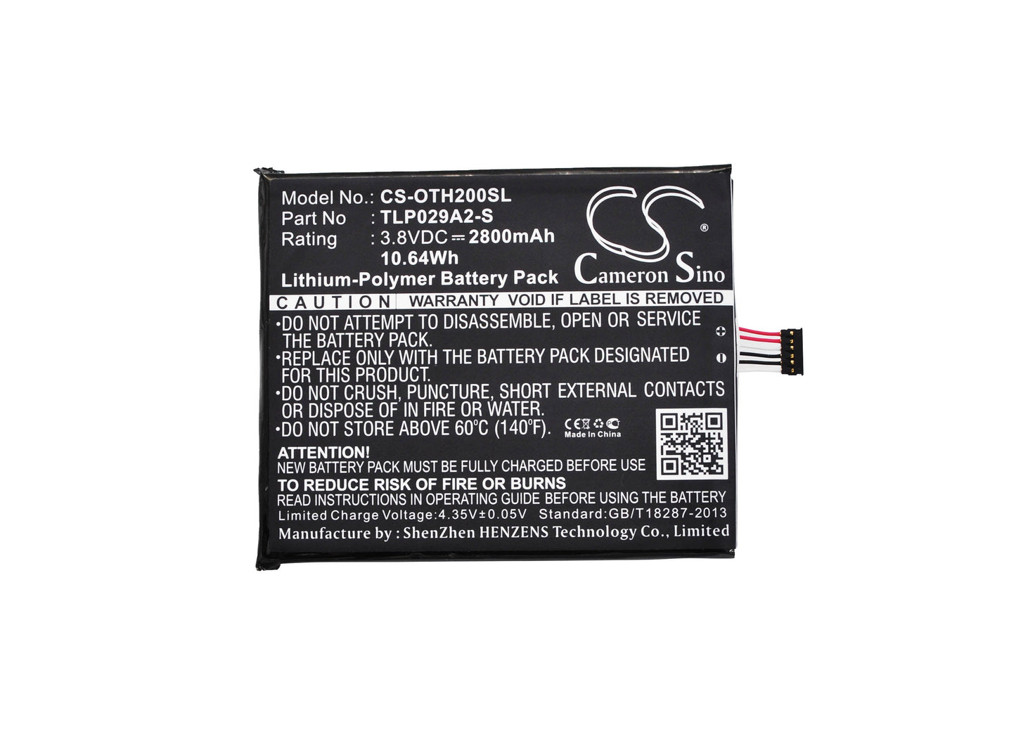 Replacement Battery for Alcatel  BAAL6045Y – Mobile, SmartPhone – 2800mAh / 10.64Wh / 3.8V