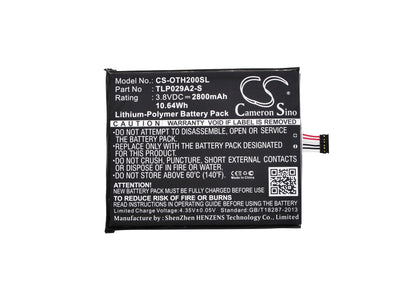 Replacement Battery for Alcatel  BAAL6045Y – Mobile, SmartPhone – 2800mAh / 10.64Wh / 3.8V