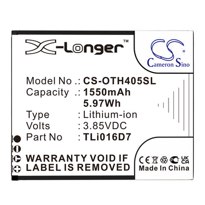 Replacement Battery for Alcatel U3 2018 4G – Mobile, SmartPhone – 1550mAh / 3.85V